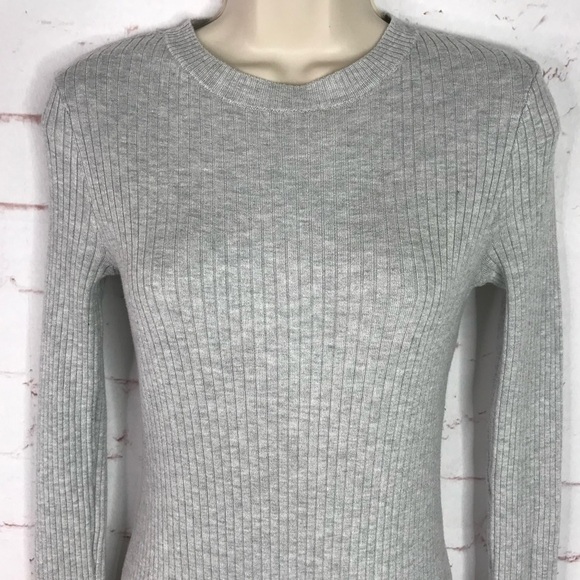 H&M DIVIDED S Sweater Dress Ribbed Knit Grey Midi Bodycon High Slit Size Small - Picture 15 of 15